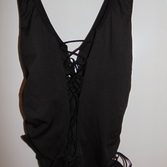 Bodysuit Tank Top Lace Up 4 Sides Intricate Twee Capsule Wardrobe Goth Boho M - Picture 4 of 8